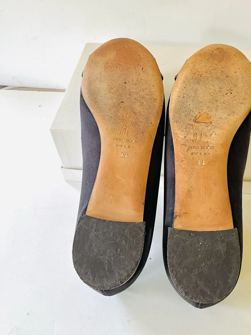 Guiseppe Zanotti black satin flats with pave embellishment 38